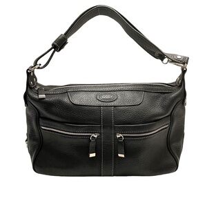 TOD’S “MIKY” Medium Nomad Media Black Leather Zipper Hobo Bag ITALY RARE MINT!